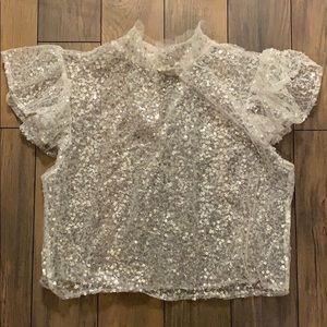 Zara Glitter Sequin Top
